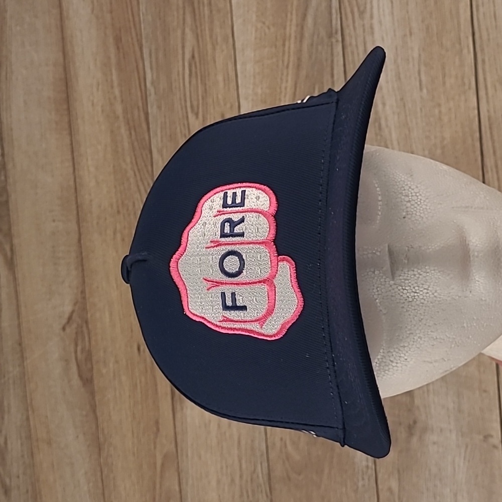 G/FORE Golf Dark Navy Pink‎ Fist Embroidered 110 Flexfit Mens Snapback Cap Hat